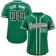 Kelly Green Camo Font Authentic Baseball Jersey 1