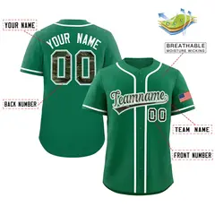 Kelly Green Camo Font Authentic Baseball Jersey 2