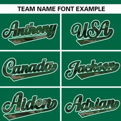 Kelly Green Camo Font Authentic Baseball Jersey 3