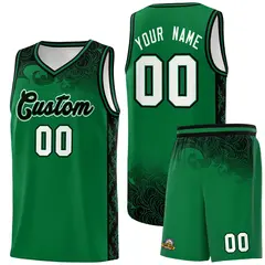 Kelly Green Cloud Pattern Basketball Jersey Set 1