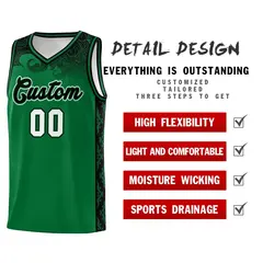 Kelly Green Cloud Pattern Basketball Jersey Set 2