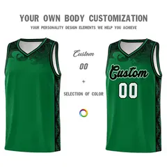 Kelly Green Cloud Pattern Basketball Jersey Set 3