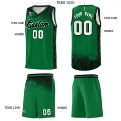Kelly Green Cloud Pattern Basketball Jersey Set 5