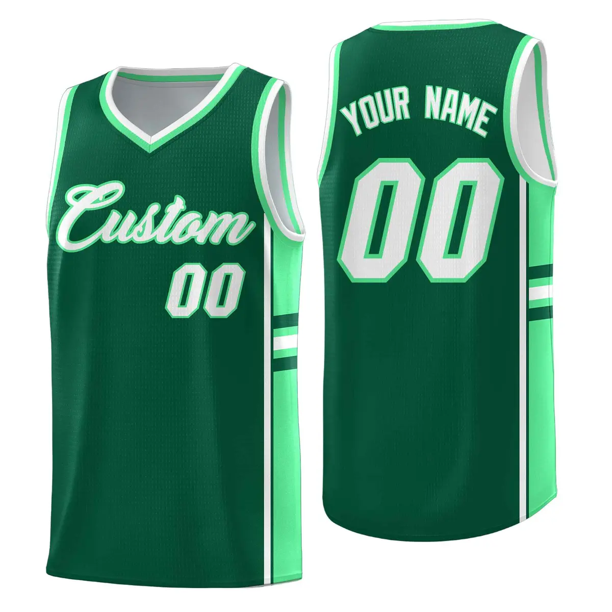 Kelly Green Color Block Wrinkle-Resistant Basketball Jersey