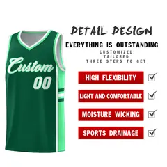 Kelly Green Color Block Wrinkle-Resistant Basketball Jersey 2