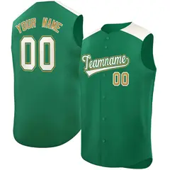 Kelly Green Cream Classic Sleeveless Baseball Jersey 1