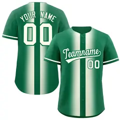 Kelly Green Cream Gradient Lapel Fashion Baseball Jersey 1
