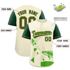 Kelly Green Cream Raptor Series Raglan Baseball Jersey 2