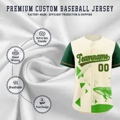 Kelly Green Cream Raptor Series Raglan Baseball Jersey 3