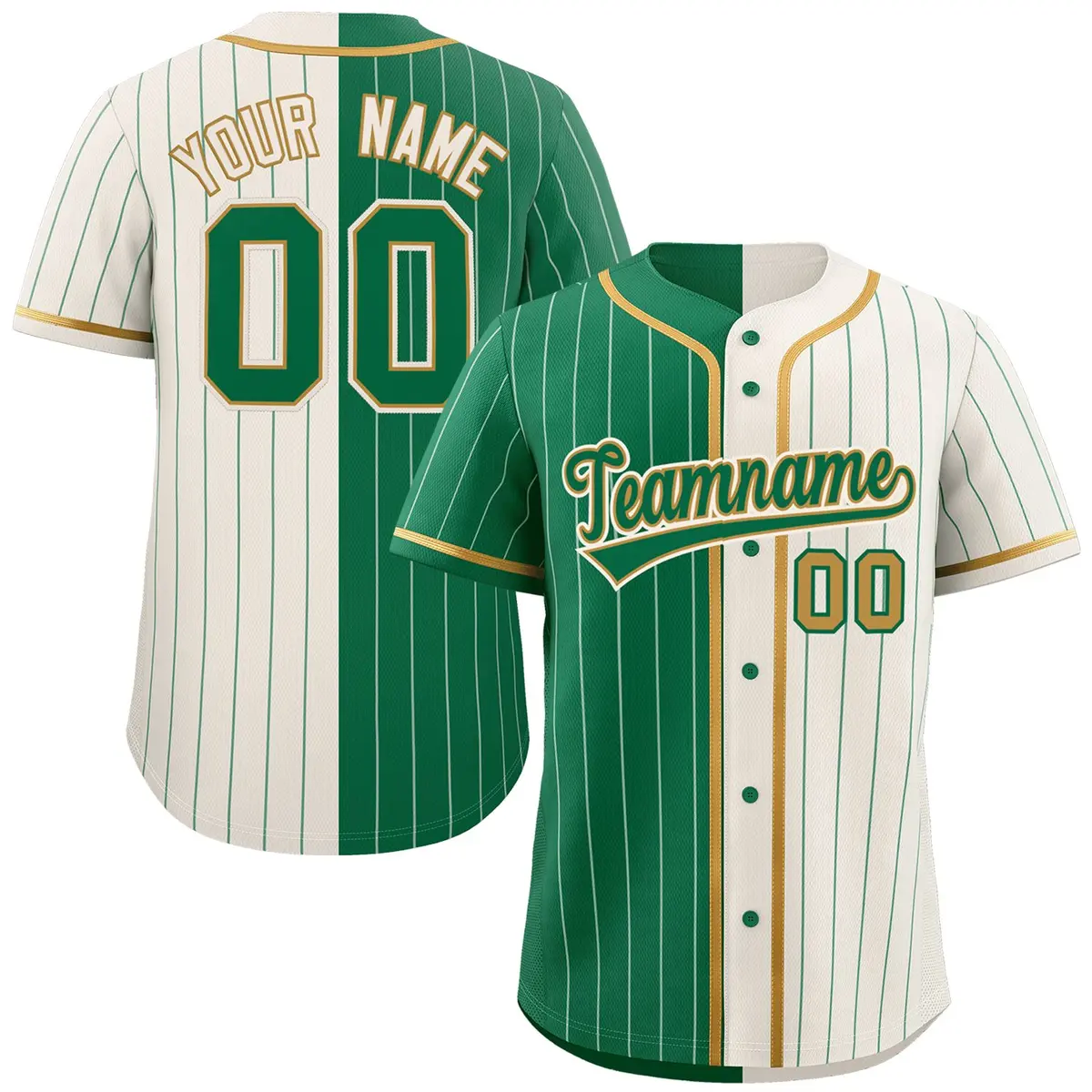 Kelly Green Cream Striped Two Tone Authentic Baseball Jersey