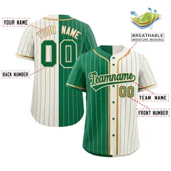 Kelly Green Cream Striped Two Tone Authentic Baseball Jersey 2