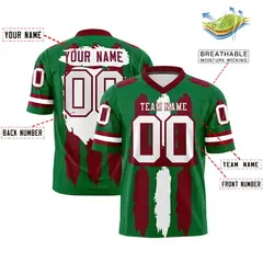 Kelly Green Crimson and White Graffiti Flag Football Jersey 2