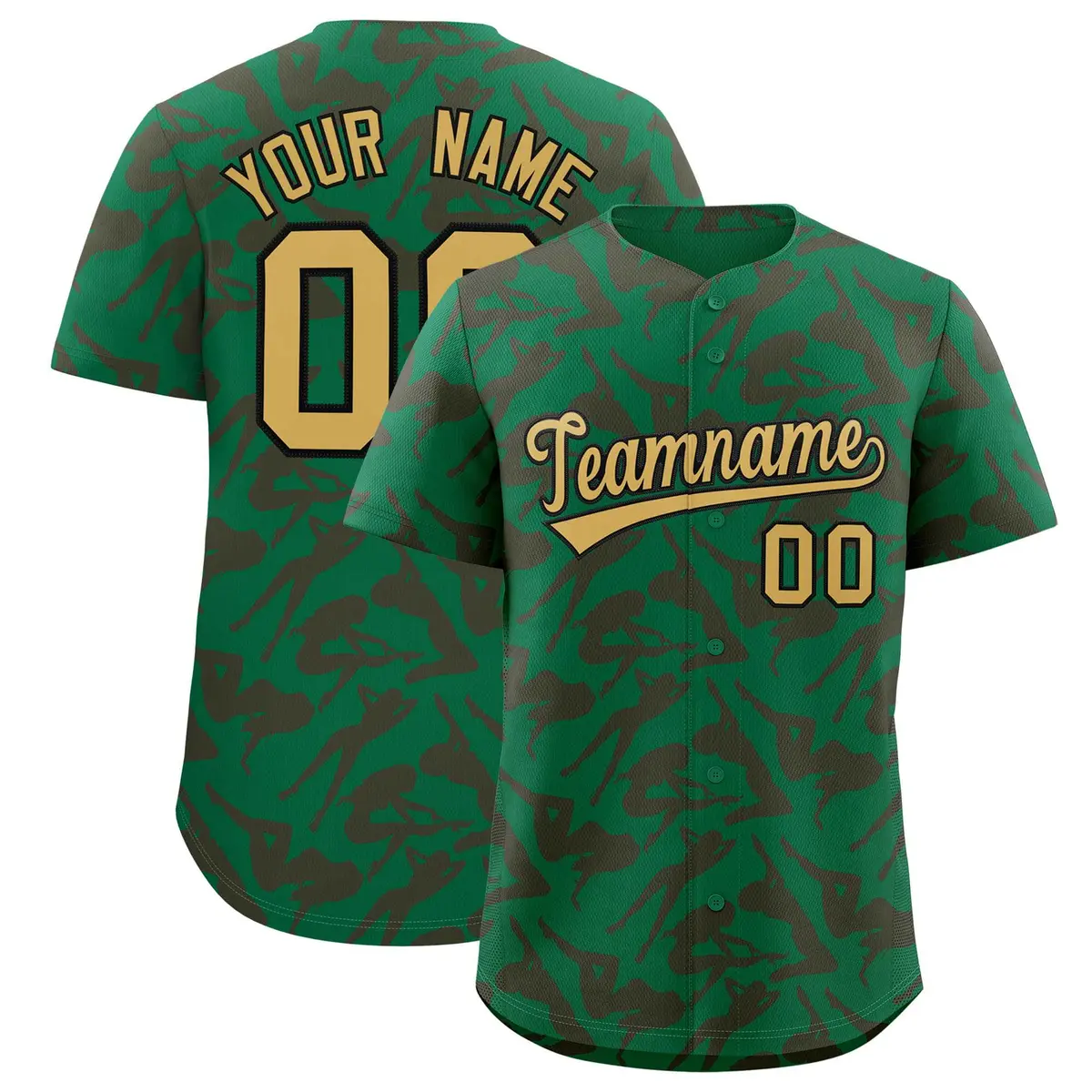 Kelly Green Crimson Graffiti Pattern Baseball Jersey