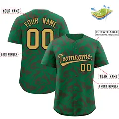 Kelly Green Crimson Graffiti Pattern Baseball Jersey 2