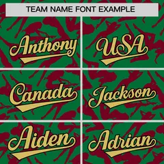 Kelly Green Crimson Graffiti Pattern Baseball Jersey 3