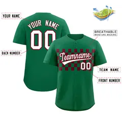 Kelly Green Crimson Plaid Fashion Authentic Baseball Jersey 2