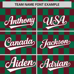 Kelly Green Crimson Plaid Fashion Authentic Baseball Jersey 3