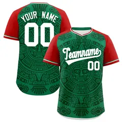 Kelly Green Dark Green Red Graffiti Mexican Style Baseball Jersey 1