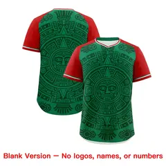 Kelly Green Dark Green Red Graffiti Mexican Style Baseball Jersey 2