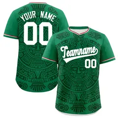 Kelly Green Dark Green White Graffiti Mexican Style Baseball Jersey 1
