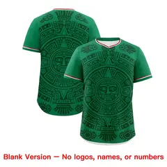 Kelly Green Dark Green White Graffiti Mexican Style Baseball Jersey 2