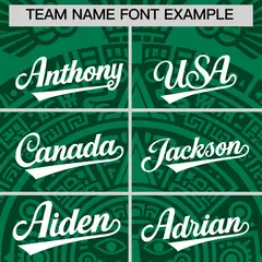 Kelly Green Dark Green White Graffiti Mexican Style Baseball Jersey 4