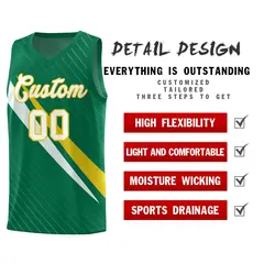 Kelly Green Diagonal Pinstripe Color Block Basketball Jersey 2