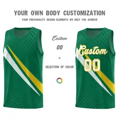 Kelly Green Diagonal Pinstripe Color Block Basketball Jersey 3