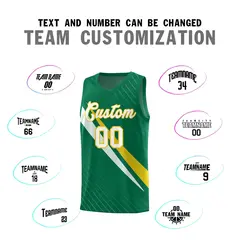 Kelly Green Diagonal Pinstripe Color Block Basketball Jersey 4