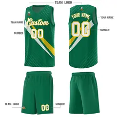 Kelly Green Diagonal Pinstripe Color Block Basketball Jersey 5