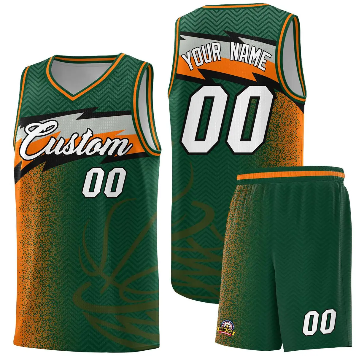 Kelly Green Dot Scatter Graffiti Pattern Basketball Jersey