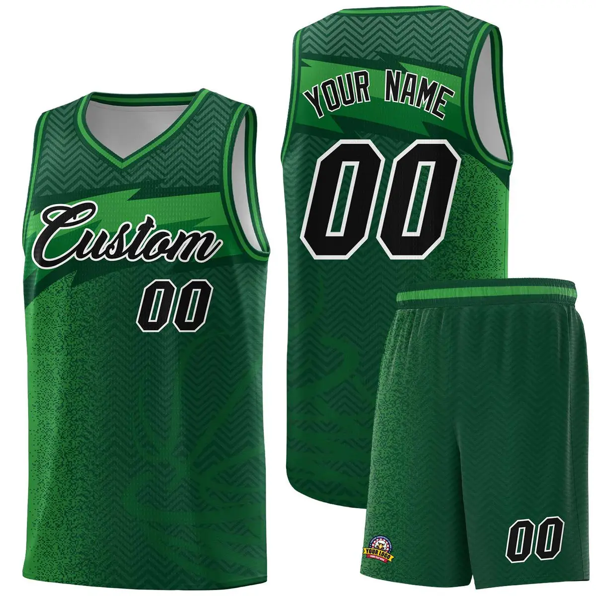 Kelly Green Dot Scatter Graffiti Pattern Basketball Jersey