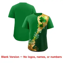 Kelly Green Four Leaf Clover St. Patrick's Day Baseball Jersey 7