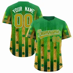 Kelly Green Four Leaf Clover St. Patrick's Day Baseball Jersey