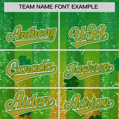 Kelly Green Four Leaf Clover St. Patrick's Day Baseball Jersey 3
