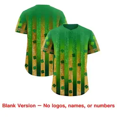 Kelly Green Four Leaf Clover St. Patrick's Day Baseball Jersey 7