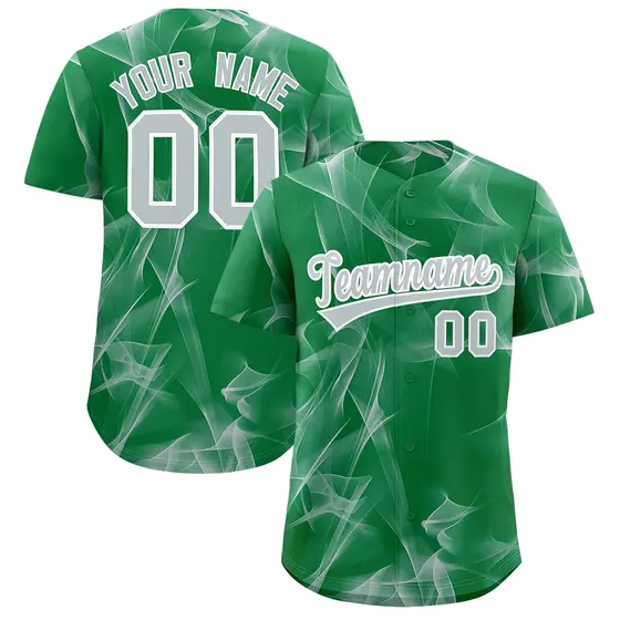 Kelly Green Fumes Graffiti Pattern Authentic Baseball Jersey