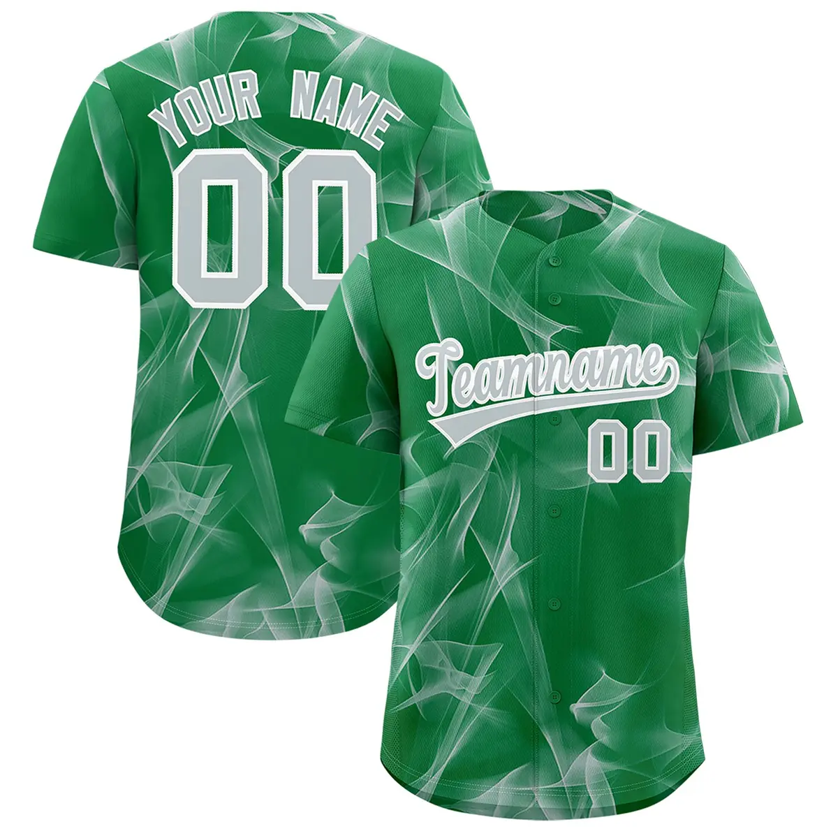 Kelly Green Fumes Graffiti Pattern Authentic Baseball Jersey
