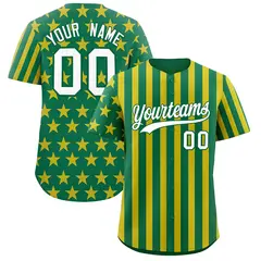 Kelly Green Gold American Flag Graffiti Baseball Jersey 1