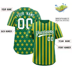Kelly Green Gold American Flag Graffiti Baseball Jersey 2