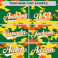 Kelly Green Gold and Orange Camo Sleeveless Baseball Jersey 3
