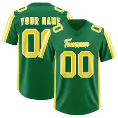 Kelly Green Gold and White Side Stripe Football Jersey 1