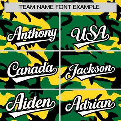 Kelly Green Gold Black Camo Gradient Fashion Baseball Jersey 3