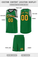 Kelly Green Gold-Black Chest Color Block Basketball Jersey 2