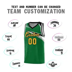 Kelly Green Gold-Black Chest Color Block Basketball Jersey 4