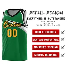 Kelly Green Gold-Black Chest Color Block Basketball Jersey 5
