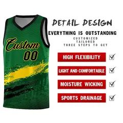 Kelly Green Gold Black Graffiti Pattern Basketball Jersey 2