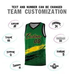 Kelly Green Gold Black Graffiti Pattern Basketball Jersey 4