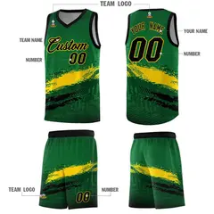 Kelly Green Gold Black Graffiti Pattern Basketball Jersey 5