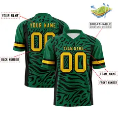 Kelly Green Gold-Black Zebra Stripes Football Jersey 2